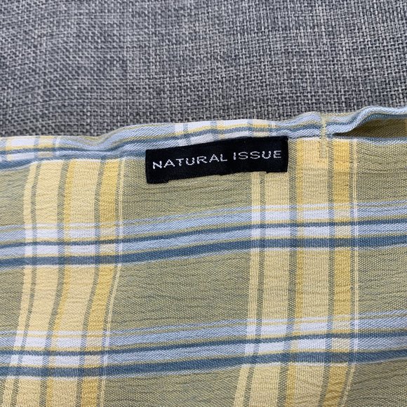 Mens Natural Issue Yellow Plaid‎ button Down Shirt Size XL Short Sleeve Collared - Picture 4 of 7